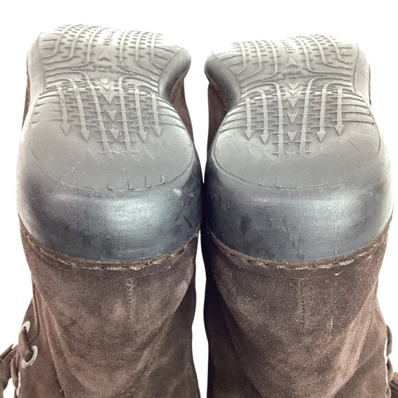 Stuart Weitzman Suede Mid-Calf Tassel Womens 10.5M Boots Zip Faux Fur Brown - Picture 8 of 14